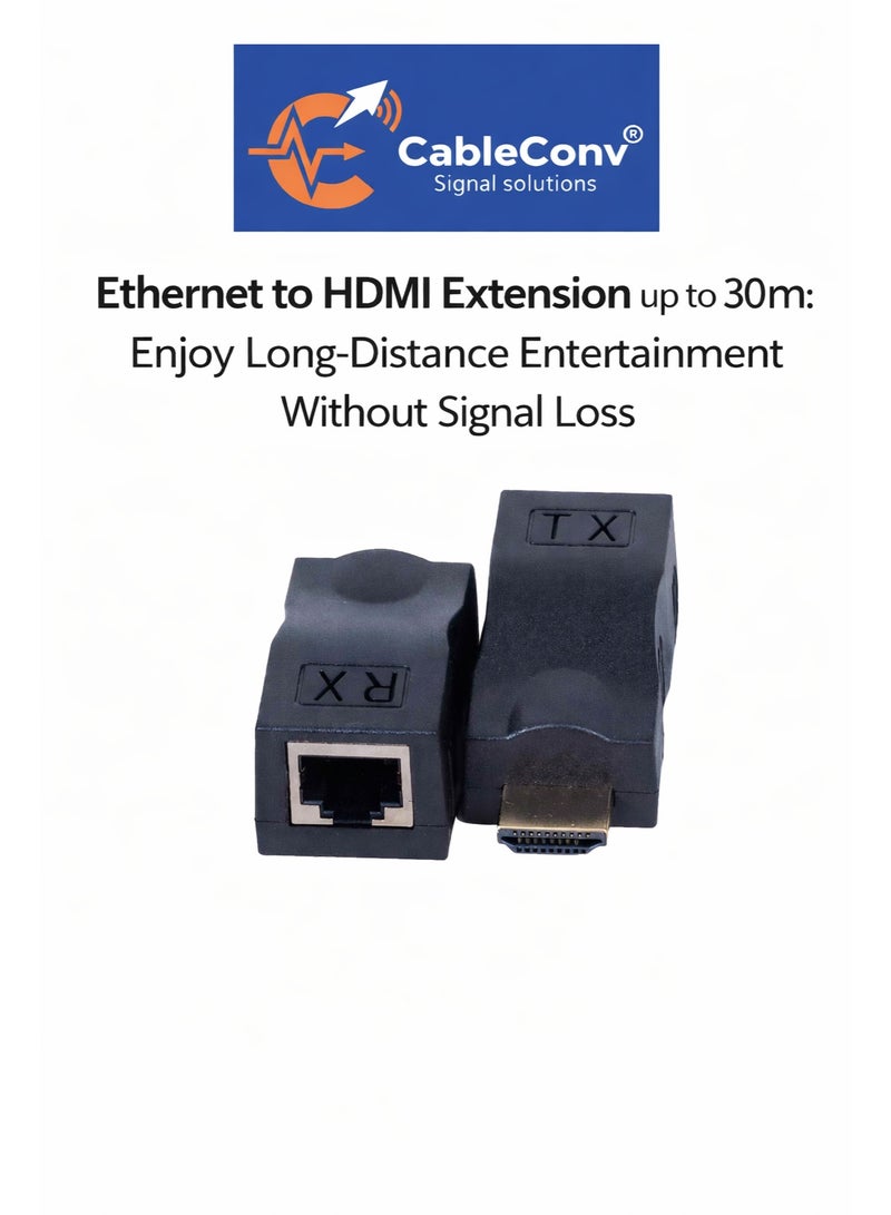 ​كابل كونف موسع إيثرنت إلى HDMI يصل مداه إلى 30 مترًا - نقل إشارة لمسافات طويلة بدون فقدان - Image 1