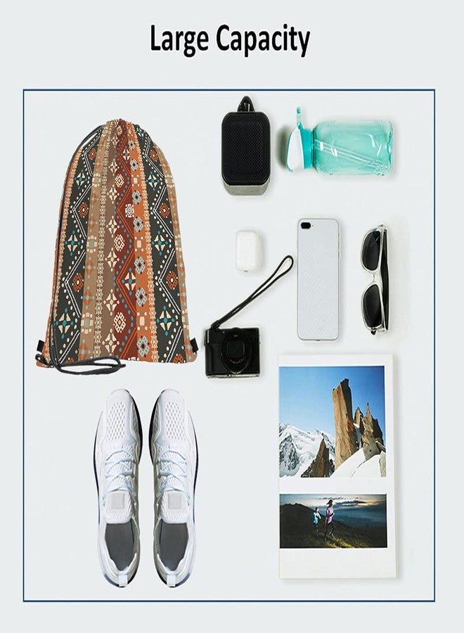 Beabes حقيبة ظهر برباط من بيبيز، بتصميم بوهيمي مزهر ملون، بنمط باتيك قبلي، حقيبة رياضية رياضية برباط، حقيبة يوغا للرجال والنساء - Image 3