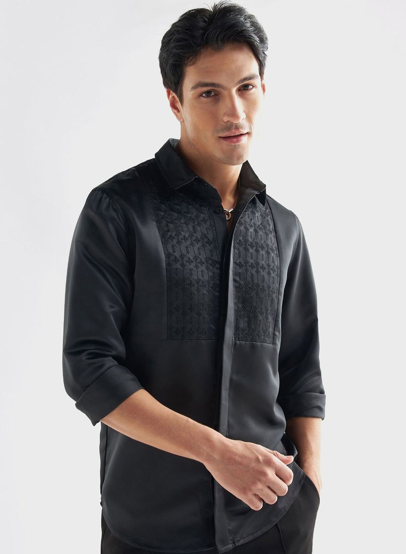 فاف قميص بقصة عادية مطرز - Image 1