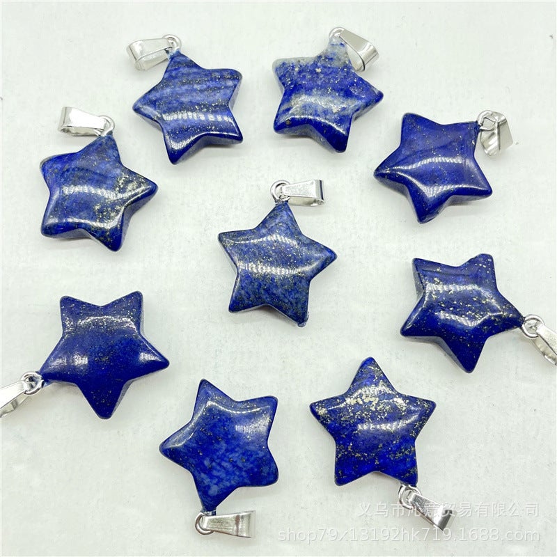 Generic Natural Stone Crystal Agate Pendant Necklace Star Lapis Lazuli (need to contact customer service) 