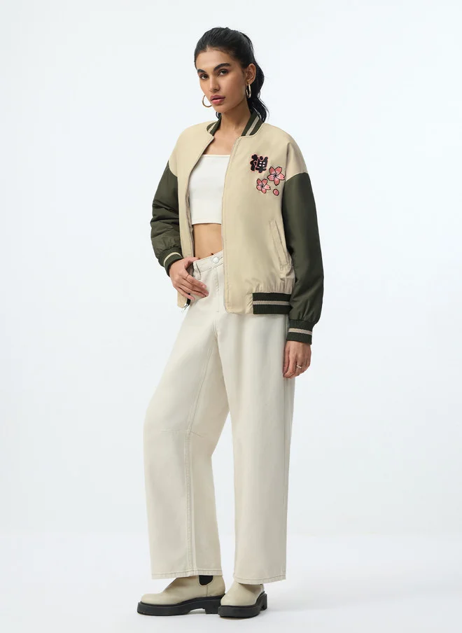 The Souled Store  The Souled Store Women Oversized Varsity Jacket with Graphic Print  | Best Price UAE