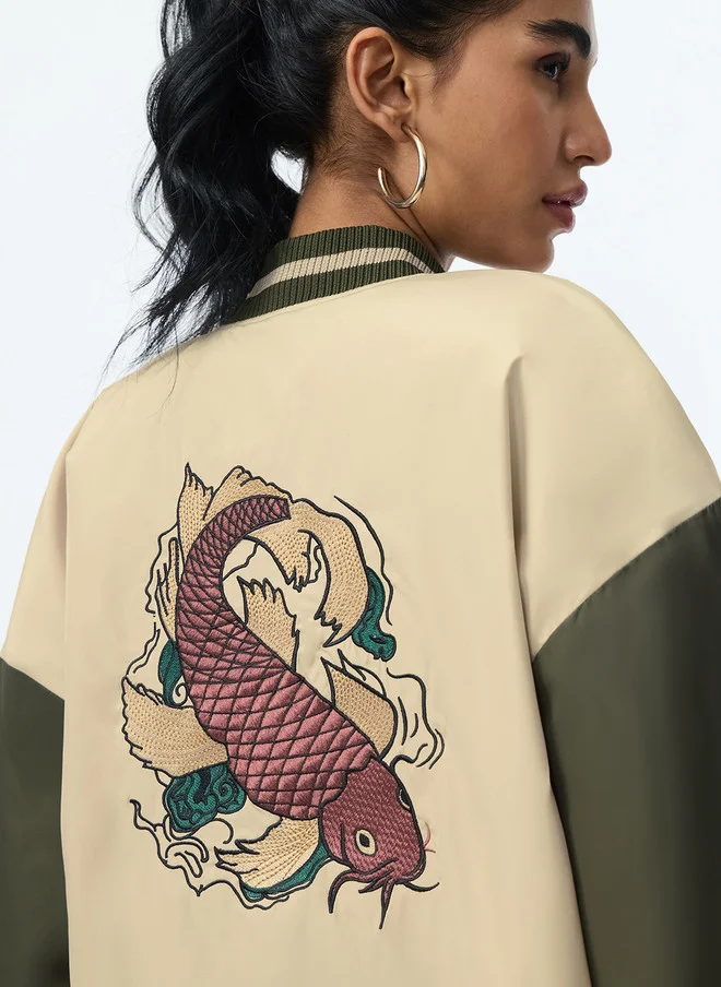 The Souled Store  The Souled Store Women Oversized Varsity Jacket with Graphic Print  | Best Price UAE