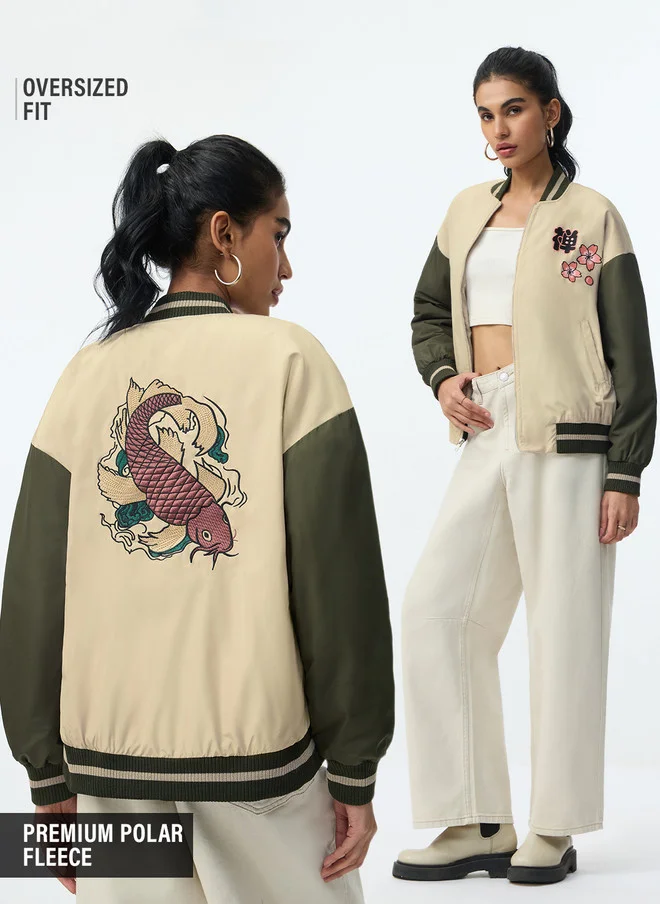 The Souled Store  The Souled Store Women Oversized Varsity Jacket with Graphic Print  | Best Price UAE