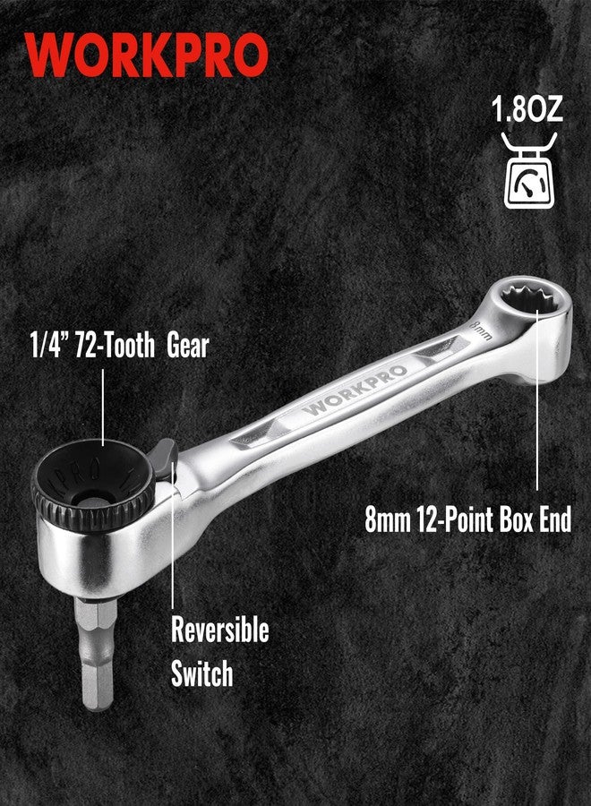 ووركبرو مفتاح ربط WORKPRO صغير الحجم 1/4 بوصة، مفك براغي بزاوية قائمة 72 سنًا، هدايا للرجال، مفك براغي صغير بزاوية 90 درجة، جيب صغير، مجموعة رؤوس مفتاح ربط صغير منخفض الارتفاع للمساحات الضيقة - Image 2