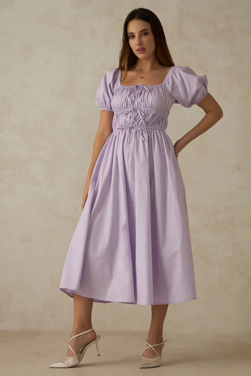Virgio Virgio Zorelle Purple Tie Detail Dress