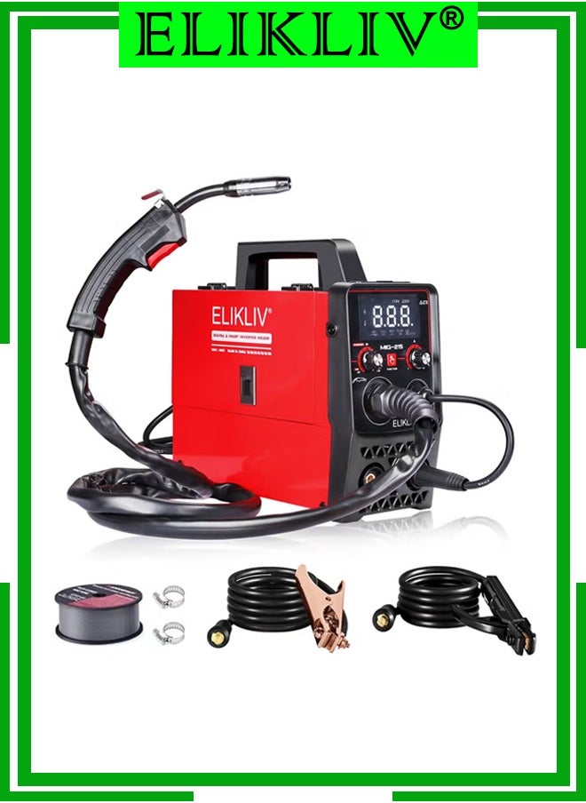 ELIKLIV ELIKLIV 215Amp MIG welding machine, intelligent flux core welding machine/ARC/LIFT TIG/spool gun 4-in-1 MIG welding machine, with LCD display synergistic effect 220V voltage IGBT inverter welding mach  - Image 1