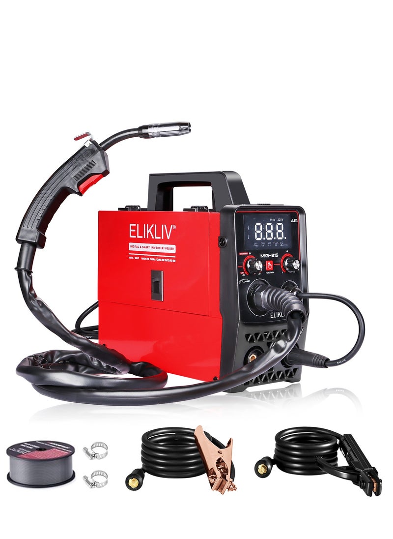 ELIKLIV ELIKLIV 215Amp MIG welding machine, intelligent flux core welding machine/ARC/LIFT TIG/spool gun 4-in-1 MIG welding machine, with LCD display synergistic effect 220V voltage IGBT inverter welding mach  - Image 2
