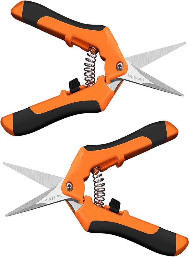Excefore 2 Pack Professional Pruning Shears, Gardening Trimming Scissors Straight Tip, Fruit Scissors Branch Clipper Stainless Steel Pointed Blades with Locking Comfort Grip Handles - Image 1