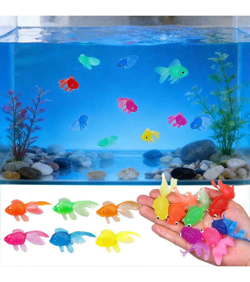 10pcs Realistic Floating Artificial Goldfish Aquarium Ornament Plastic Fake Fish Decoration - Image 1