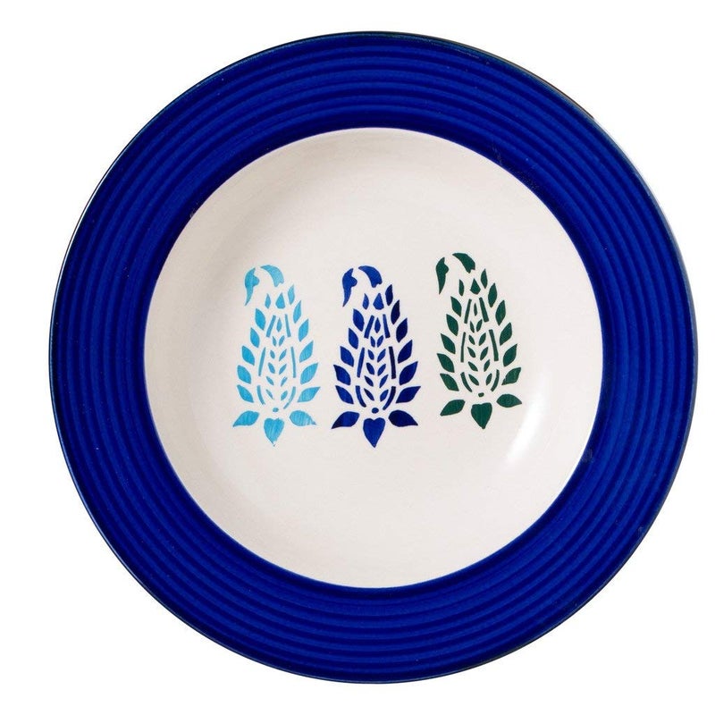 Caffeine Ceramic Handmade Blue Boota Combo Dinner Set (5pcs) - Image 2
