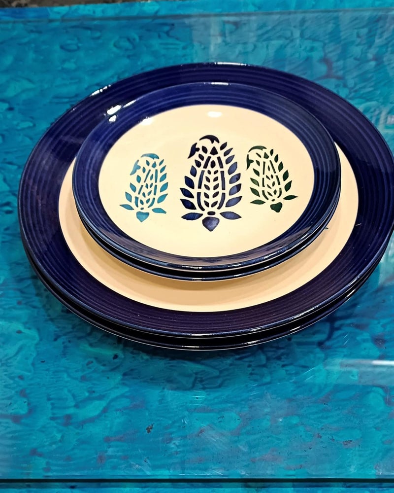 Caffeine Ceramic Handmade Blue Boota Combo Dinner Set (5pcs) - Image 3
