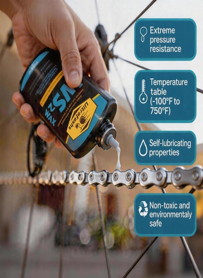 Ultrafashs Bike Chain Lubricant and Cleaner Set - WS2 Wax Coating, Degreaser 10oz, Lubricant 4oz with Scrubber Brush Tool - Complete Bike Chain Care Set - Image 2