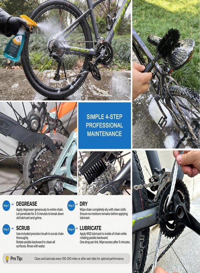 Ultrafashs Bike Chain Lubricant and Cleaner Set - WS2 Wax Coating, Degreaser 10oz, Lubricant 4oz with Scrubber Brush Tool - Complete Bike Chain Care Set - Image 5