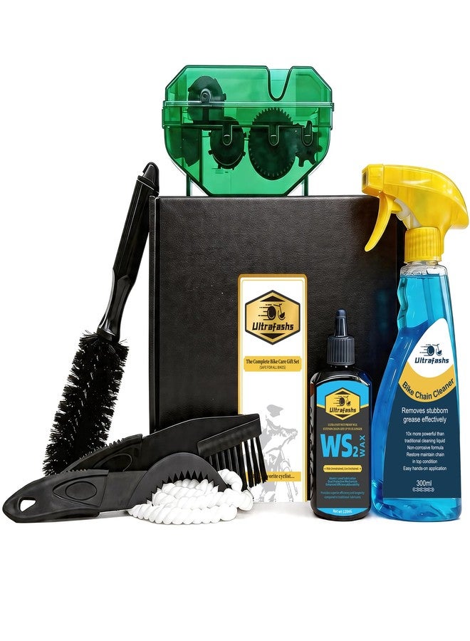 Ultrafashs Bike Chain Lubricant and Cleaner Set - WS2 Wax Coating, Degreaser 10oz, Lubricant 4oz with Scrubber Brush Tool - Complete Bike Chain Care Set - Image 1