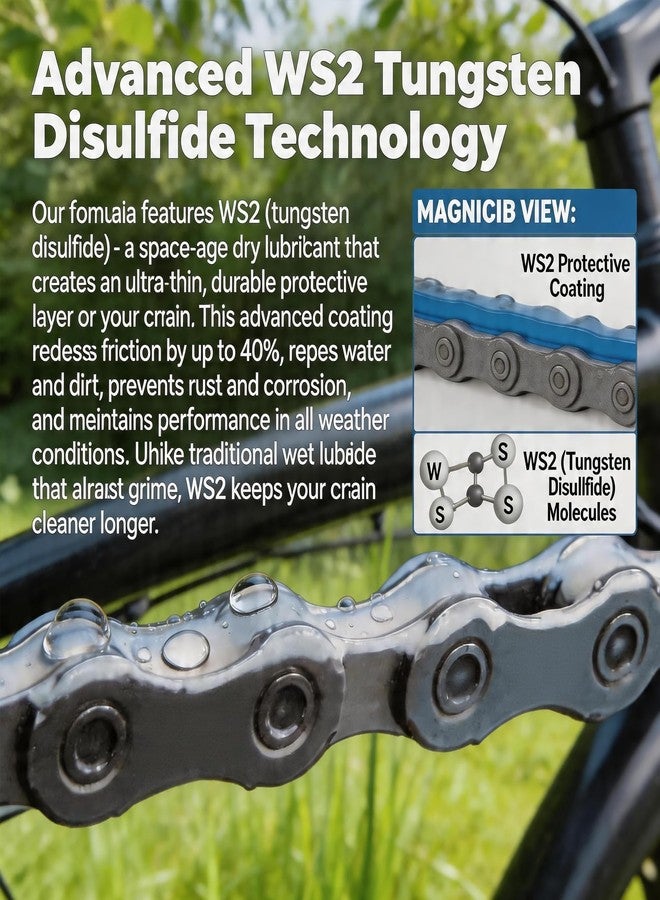 Ultrafashs Bike Chain Lubricant and Cleaner Set - WS2 Wax Coating, Degreaser 10oz, Lubricant 4oz with Scrubber Brush Tool - Complete Bike Chain Care Set - Image 3