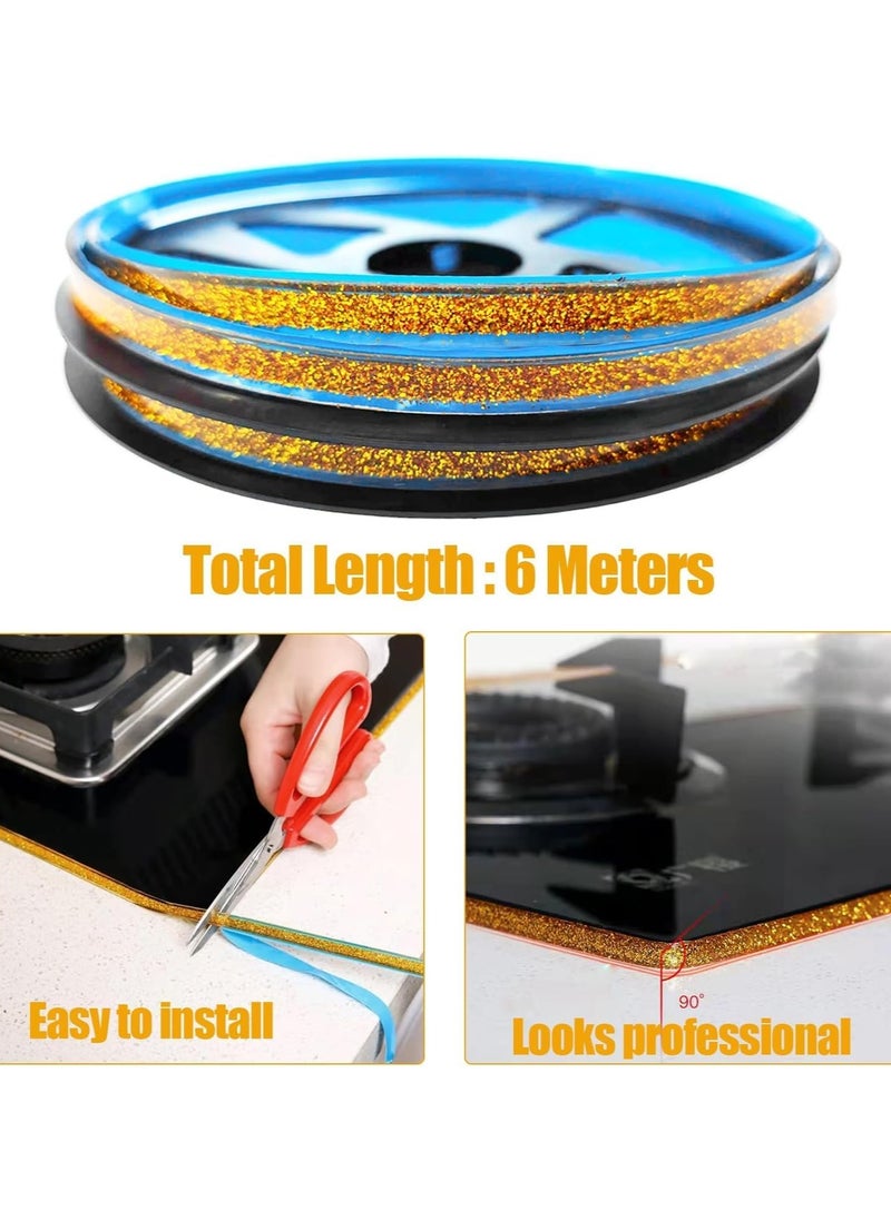 Yameem Yameem Glitter Tape for Tiles and Ceramics – Mildewproof Decorative Corner and Side Edge Strip for Walls, Ceilings, Baseboards, Floors, Countertops, and Gaps (black)  - Image 4