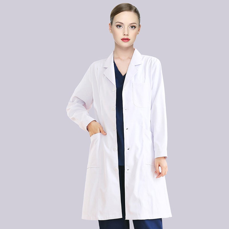 White Coat Women'S Short-Sleeved Summer Thin Doctor'S Coat Nurse Chemical Experiment Beauty Salon Doctor'S Long-Sleeved Work Clothes - Image 1