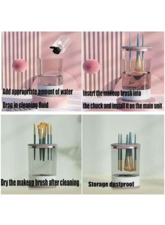 Electric Makeup Brush Cleaner & Dryer – Rechargeable Automatic Cleaning & Drying Device, Transparent Case, Compact 9×16cm - Image 4