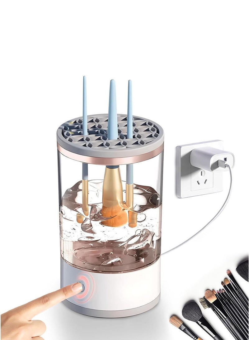 Electric Makeup Brush Cleaner & Dryer – Rechargeable Automatic Cleaning & Drying Device, Transparent Case, Compact 9×16cm - Image 1