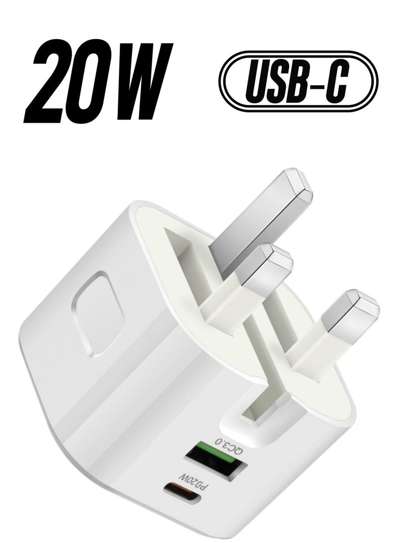 MUNTAQI USB C Charger 20W Fast Charge Wall Plug, 2 Ports PD&QC 3.0 Fast Charger Plug Compatible for iPhone 13/13 Pro 12/12 Pro/12 Pro Max/11/XS/XR, iPad, Galaxy, Huawei etc - Image 1