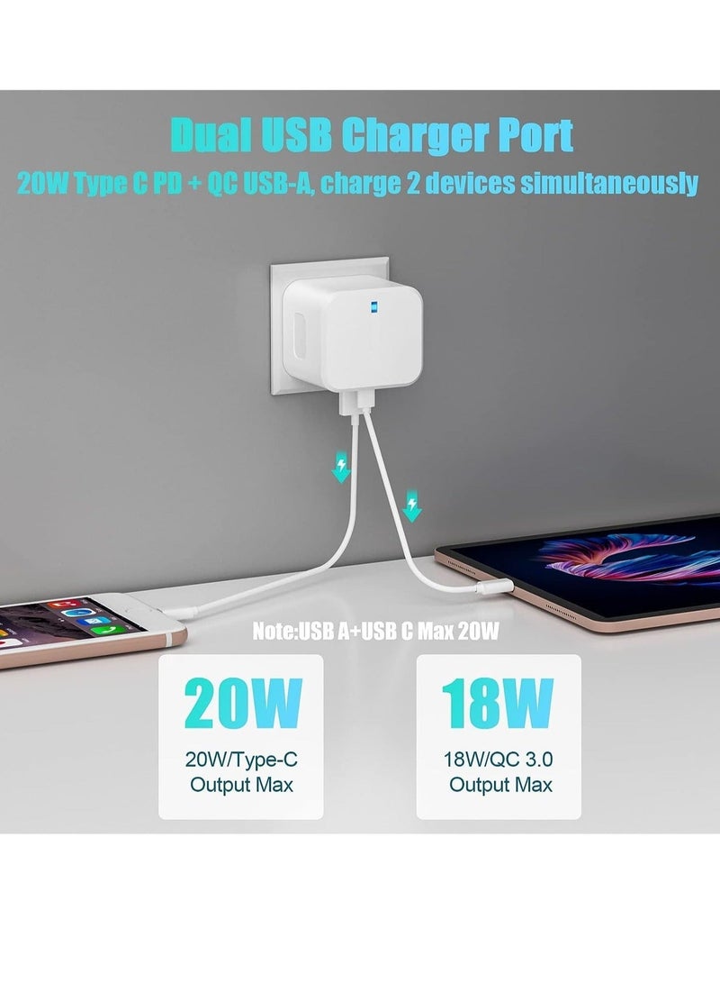 MUNTAQI USB C Charger 20W Fast Charge Wall Plug, 2 Ports PD&QC 3.0 Fast Charger Plug Compatible for iPhone 13/13 Pro 12/12 Pro/12 Pro Max/11/XS/XR, iPad, Galaxy, Huawei etc - Image 2