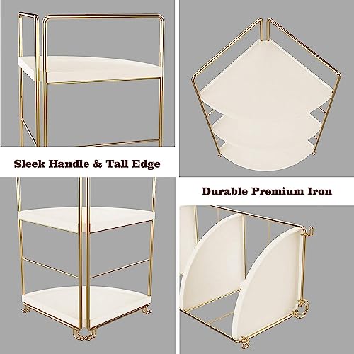 Ndola 2-Tier Kitchen Spice Rack-Corner Bathroom Shelf- Kitchen Triangle Storage Rack - Standing Rack for Bathroom, Living Room, Bedroom, Kitchen (Golden)(Bathroom Corner) - Image 5