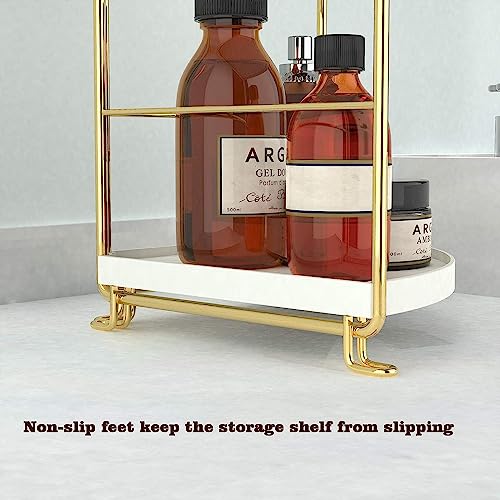 Ndola 2-Tier Kitchen Spice Rack-Corner Bathroom Shelf- Kitchen Triangle Storage Rack - Standing Rack for Bathroom, Living Room, Bedroom, Kitchen (Golden)(Bathroom Corner) - Image 3