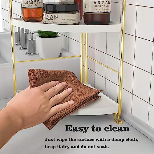 Ndola 2-Tier Kitchen Spice Rack-Corner Bathroom Shelf- Kitchen Triangle Storage Rack - Standing Rack for Bathroom, Living Room, Bedroom, Kitchen (Golden)(Bathroom Corner) - Image 4
