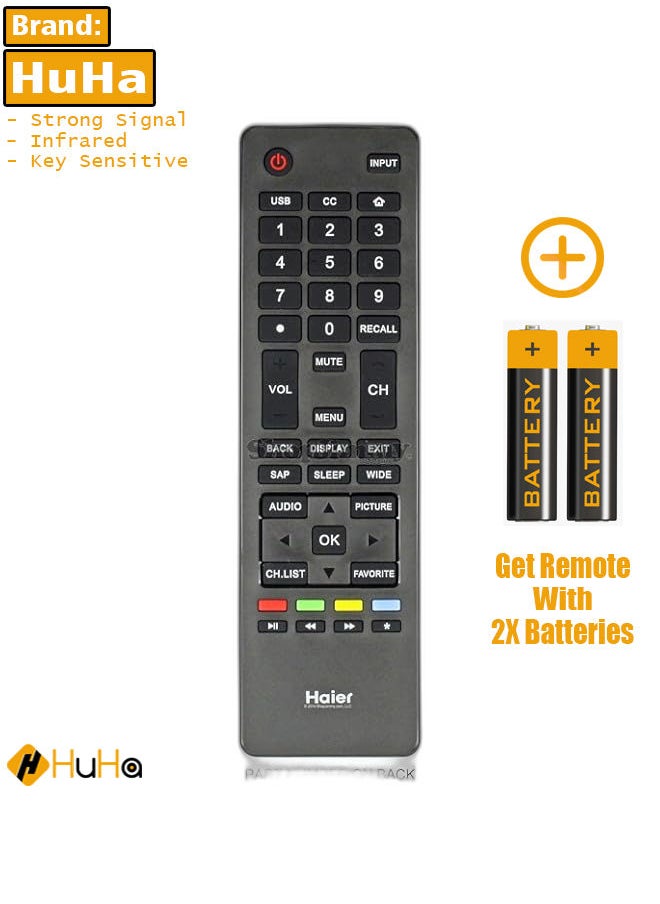 New Replacement Remote Control, Remote Control Fit, Universal Remote Control Compatible with Haier LED TV LE58F3281 32D3000 LE32M600M20 32F32200 24M600M80 65D3550 39M600M80 40D3500M