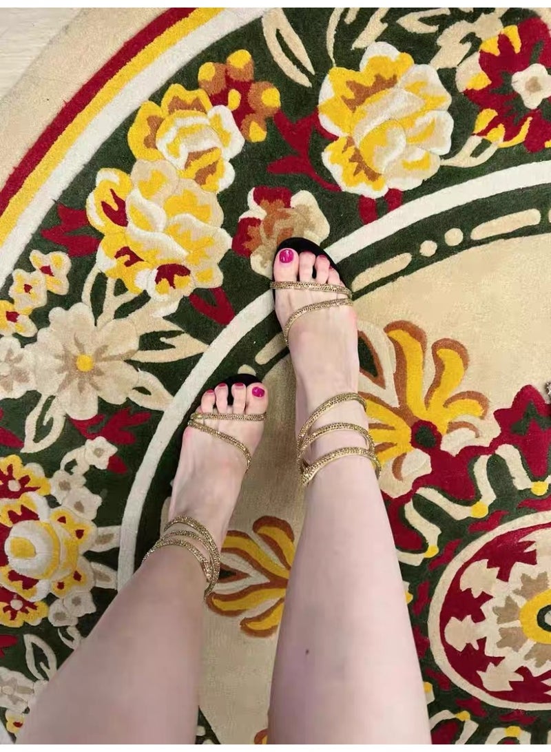 غلاف الثعبان المذهب. سحر أنثى الماس الماس الكعب الدقيق الكعب العالي - Image 4