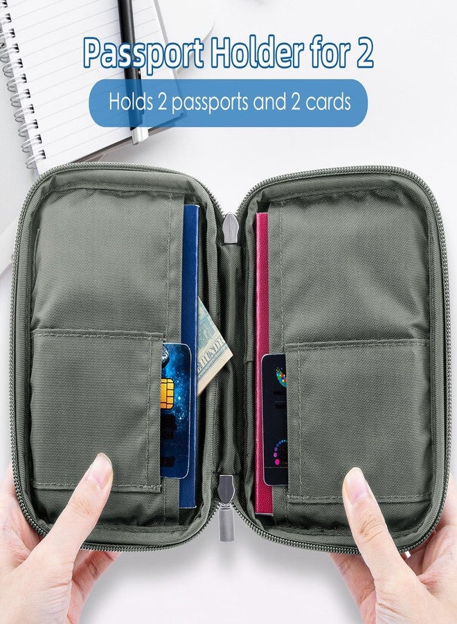 WALNEW Passport Holder for Travel - RFID Blocking Travel Wallet Essentials Organizer with Card Slots & Zipper Pocket (Women/Men), Gray - Image 4