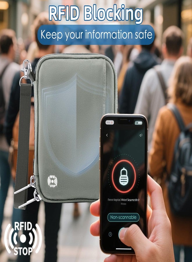 WALNEW Passport Holder for Travel - RFID Blocking Travel Wallet Essentials Organizer with Card Slots & Zipper Pocket (Women/Men), Gray - Image 2