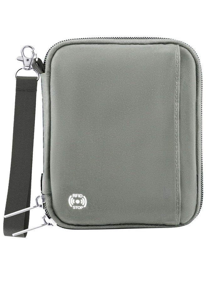 WALNEW Passport Holder for Travel - RFID Blocking Travel Wallet Essentials Organizer with Card Slots & Zipper Pocket (Women/Men), Gray - Image 1