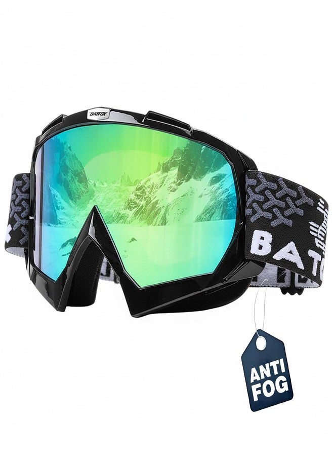 بات فوكس نظارات التزلج باتفوكس OTG للرجال والنساء والشباب، نظارات التزلج على الجليد / خفيفة الوزن للغاية / مضادة للانزلاق (أخضر نقي أسود، مقاس L) - Image 1