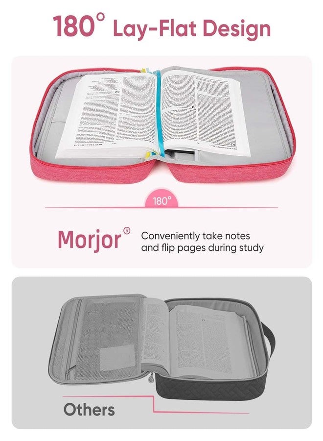 Morjor Bible Cover Case for Women, Durable Bible Carrying Case with Handles and Zippered Pocket, Fits Standard Bibles, Pink (75 Extra Bible Tabs) - Image 3