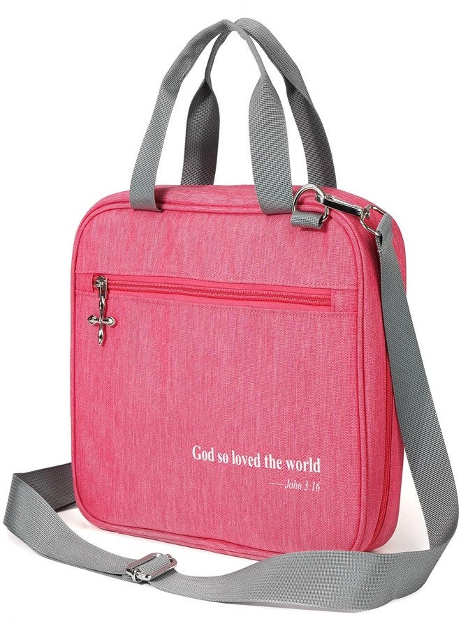 Morjor Bible Cover Case for Women, Durable Bible Carrying Case with Handles and Zippered Pocket, Fits Standard Bibles, Pink (75 Extra Bible Tabs) - Image 1