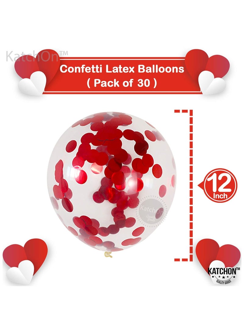 KATCHON Red Confetti Balloons Kit for Party Decoration Pack of 30  - Image 2