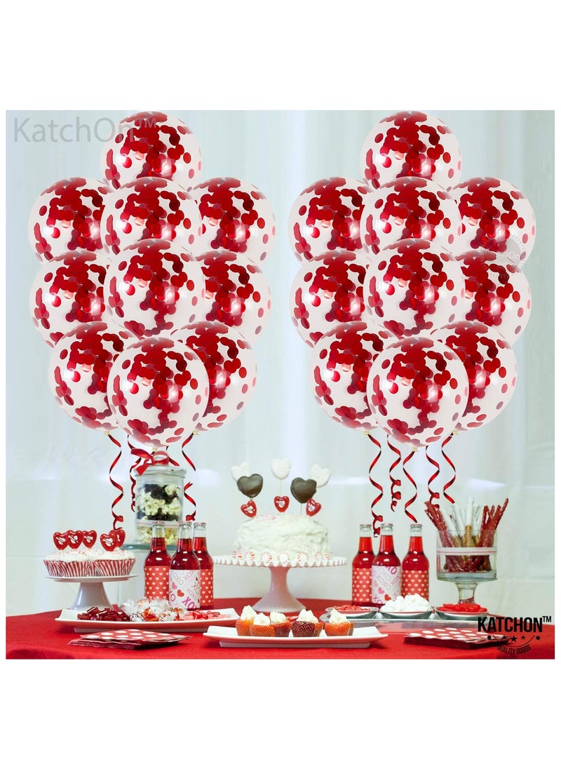 KATCHON Red Confetti Balloons Kit for Party Decoration Pack of 30  - Image 4