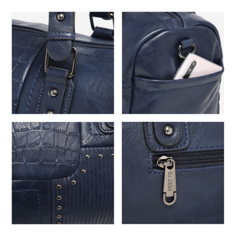 Dasein Women Soft Vegan Leather Barrel Bags Large Hobo Top Handle Work Totes Satchel Handbags Shoulder Purse (Navy blue) - Image 5