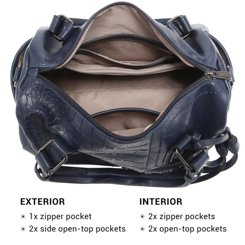 Dasein Women Soft Vegan Leather Barrel Bags Large Hobo Top Handle Work Totes Satchel Handbags Shoulder Purse (Navy blue) - Image 4