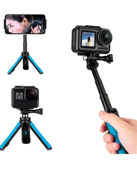 Extendable Tripod Stand Mount Handheld Selfie Stick Telescopic Monopod Pole for Hero 10 Black Hero 9 Hero 8/7/6/5/4, MAX, DJI Osmo Action, Osmo Pocket and More Action Cameras