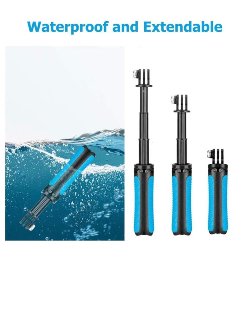 Captaintech - Extendable Tripod Stand Mount Handheld Selfie Stick Telescopic Monopod Pole for Hero 10 Black Hero 9 Hero 8/7/6/5/4, MAX, DJI Osmo Action, Osmo Pocket and More Action Cameras - Image 1