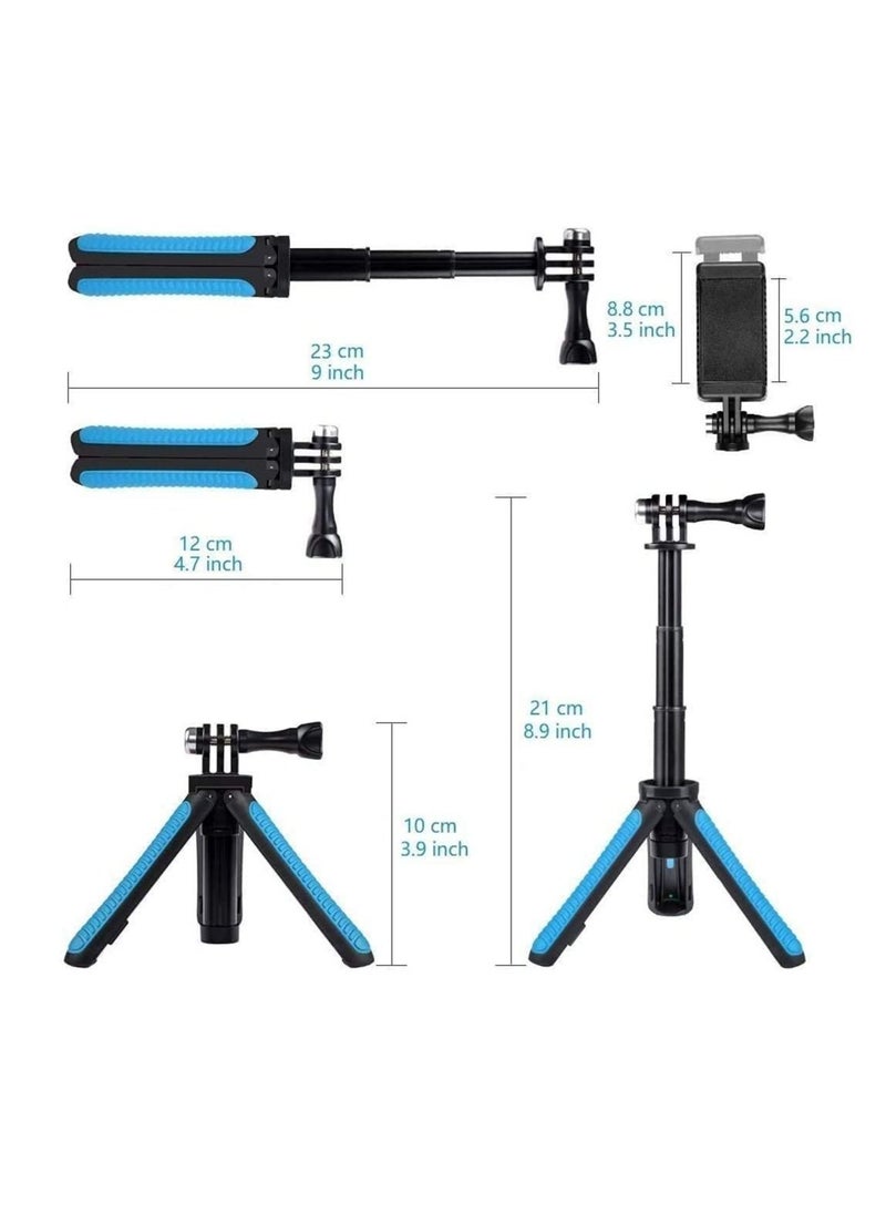 Captaintech - Extendable Tripod Stand Mount Handheld Selfie Stick Telescopic Monopod Pole for Hero 10 Black Hero 9 Hero 8/7/6/5/4, MAX, DJI Osmo Action, Osmo Pocket and More Action Cameras - Image 1