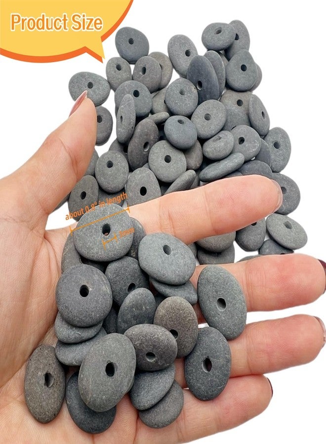 Lifetop Lifetip 20PCS Center Drilled Pebbles, Tiny Drilled River Stones, Rocks for Crafts,Painting,Pendants,Stone Beads,About 0.8" in Length - Image 2
