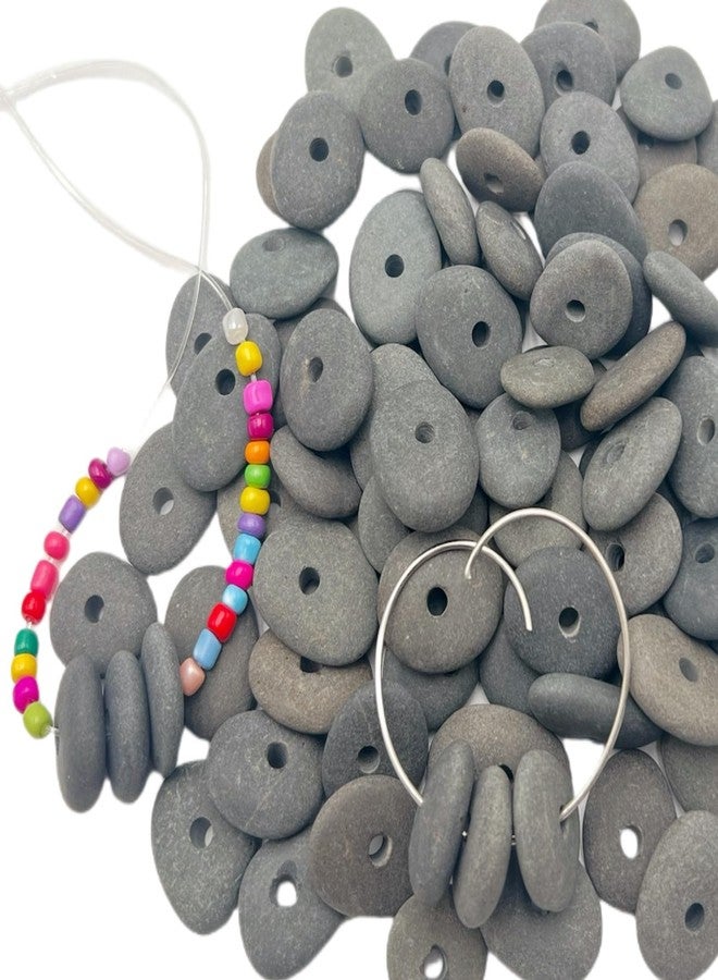 Lifetop Lifetip 20PCS Center Drilled Pebbles, Tiny Drilled River Stones, Rocks for Crafts,Painting,Pendants,Stone Beads,About 0.8" in Length - Image 1