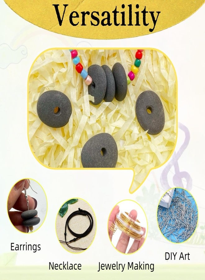 Lifetop Lifetip 20PCS Center Drilled Pebbles, Tiny Drilled River Stones, Rocks for Crafts,Painting,Pendants,Stone Beads,About 0.8" in Length - Image 3