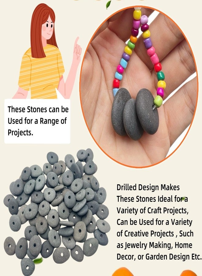 Lifetop Lifetip 20PCS Center Drilled Pebbles, Tiny Drilled River Stones, Rocks for Crafts,Painting,Pendants,Stone Beads,About 0.8" in Length - Image 4