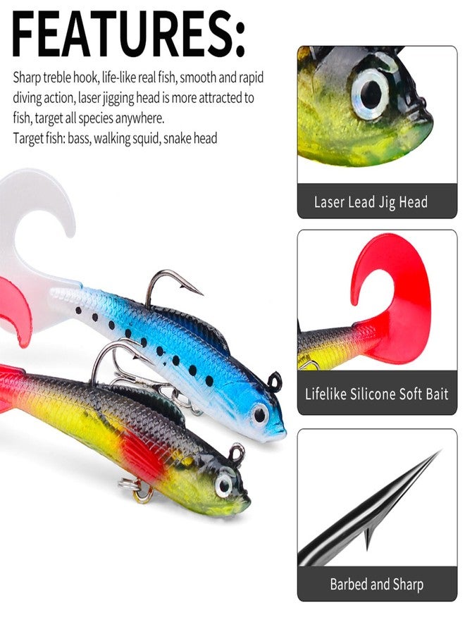 Genibaby Soft Plastic Lure with Tackle Box, Lifelike Bass Bait Kit, 10Pcs Pre-rigged Fishing Jig Lures for Freshwater & Saltwater, Paddle Tail Swim Baits for Trout, Trolling Lures, Fishing Gifts for Men Unique - Image 4