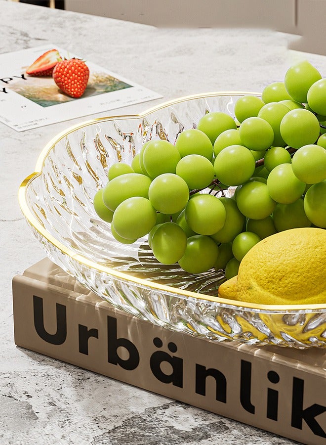 Fruit plate light luxury home living room nut plate multifunctional decorative tray light luxury fashion fruit plate gold edge petal fruit plate dried fruit candy snack flower plate suitable for liv