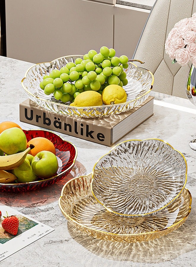 Fruit plate light luxury home living room nut plate multifunctional decorative tray light luxury fashion fruit plate gold edge petal fruit plate dried fruit candy snack flower plate suitable for liv